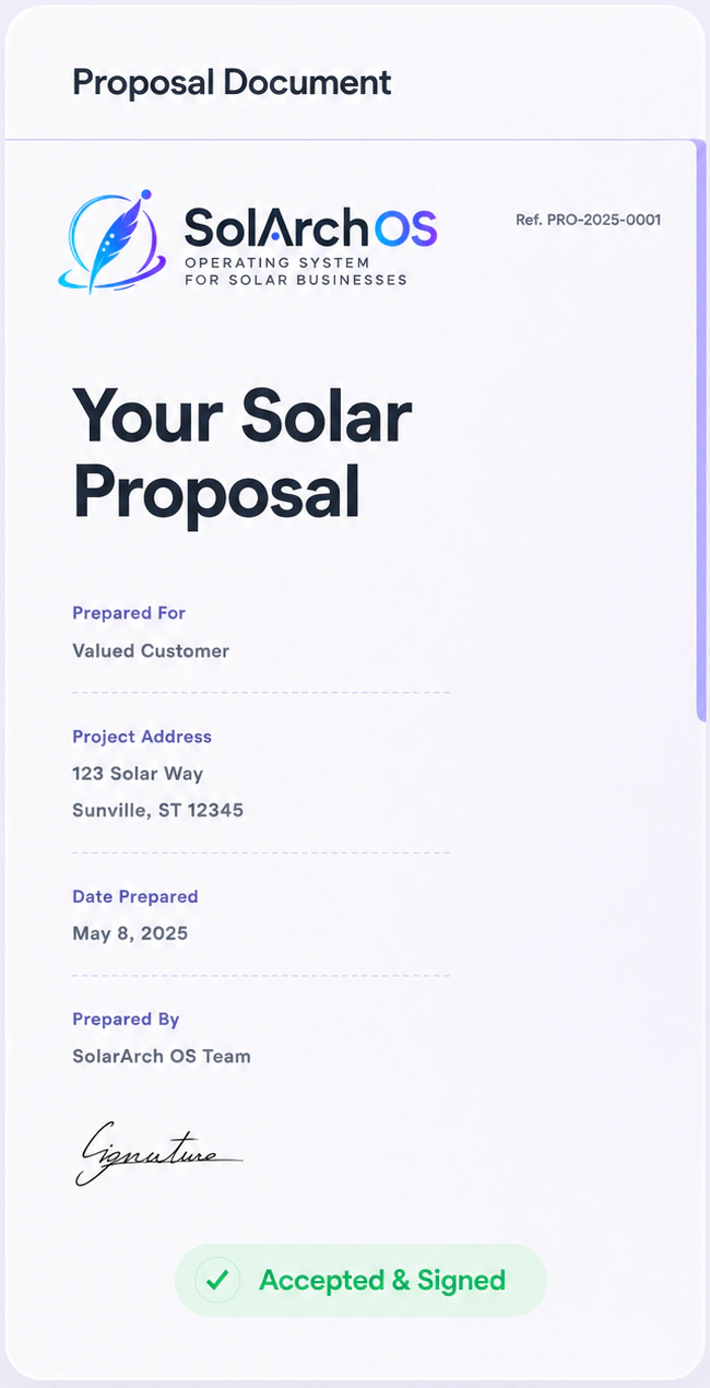 Accepted and signed SolarArch solar proposal