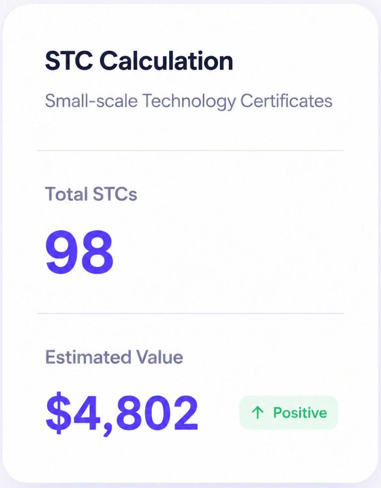 STC calculation with 98 certificates and an estimated value of $4,802