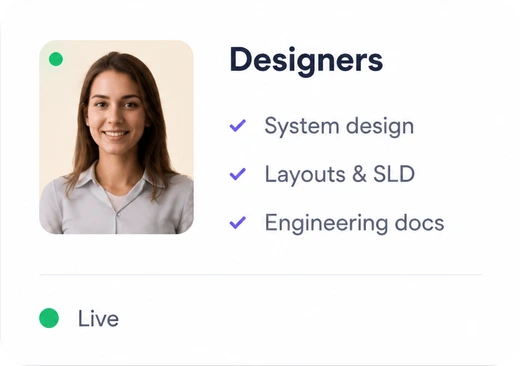 Designer workspace with system design, layouts and engineering documents